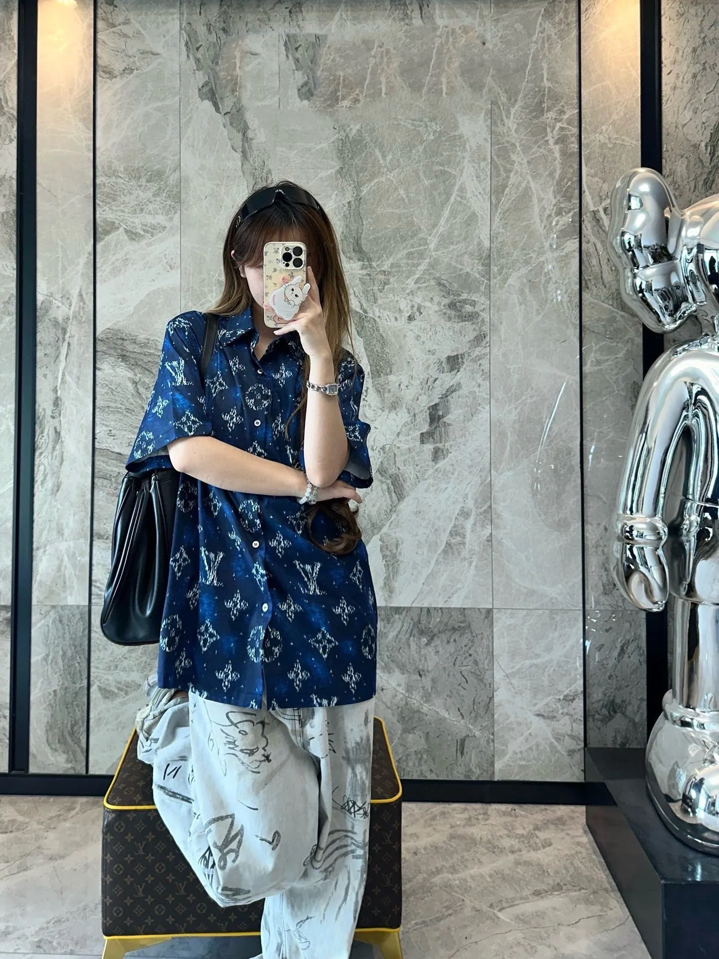 Louis Vuitton/Louis Vuitton 25ss old flower all-over print rendering suit short-sleeved shirt